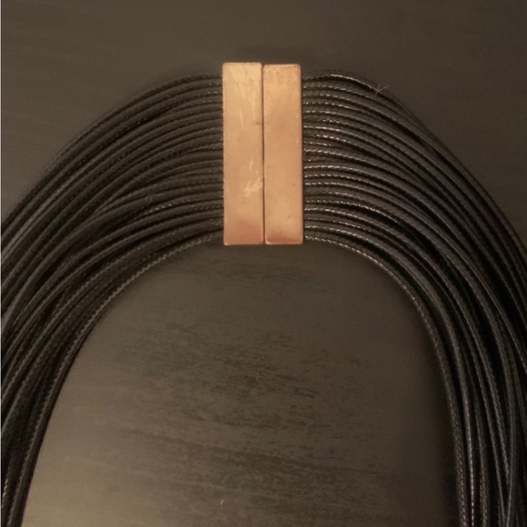 Unique Black Leather Necklace - Picture 4 of 5